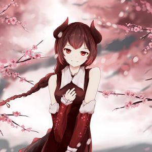 Preview wallpaper girl, smile, glance, sakura, anime, art