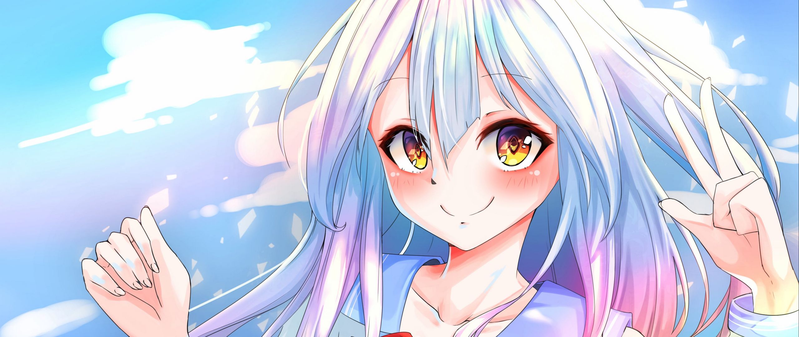Download Wallpaper 2560x1080 Girl Smile Glance Happy Live Anime Dual Wide 1080p Hd Background