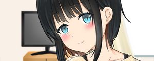 Preview wallpaper girl, smile, glance, sweater, anime, art