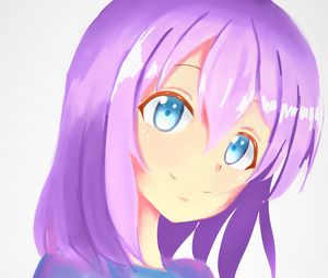 Preview wallpaper girl, smile, glance, anime, purple