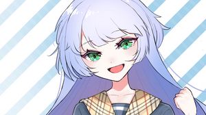 Preview wallpaper girl, smile, glance, stripes, anime