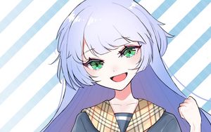 Preview wallpaper girl, smile, glance, stripes, anime