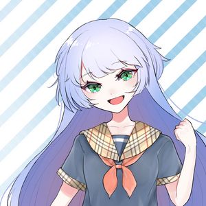 Preview wallpaper girl, smile, glance, stripes, anime