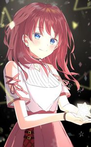 Preview wallpaper girl, smile, glance, anime, art, cute