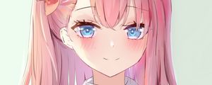 Preview wallpaper girl, smile, glance, anime, art, pink
