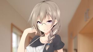 Preview wallpaper girl, smile, glance, glasses, anime