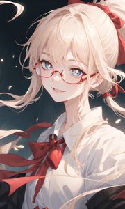 Preview wallpaper girl, smile, glasses, hair, anime