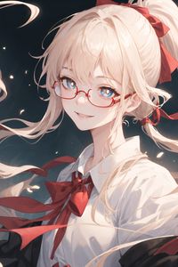 Preview wallpaper girl, smile, glasses, hair, anime