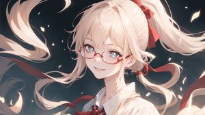 Preview wallpaper girl, smile, glasses, hair, anime