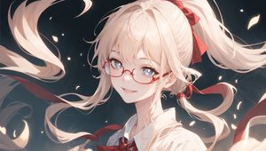 Preview wallpaper girl, smile, glasses, hair, anime