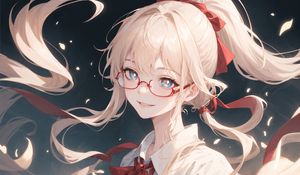 Preview wallpaper girl, smile, glasses, hair, anime