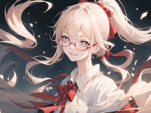 Preview wallpaper girl, smile, glasses, hair, anime