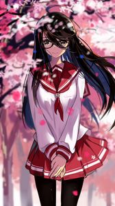 Preview wallpaper girl, smile, glasses, anime