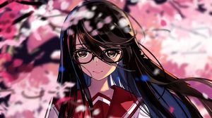 Preview wallpaper girl, smile, glasses, anime