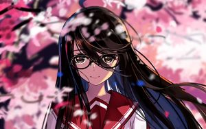 Preview wallpaper girl, smile, glasses, anime