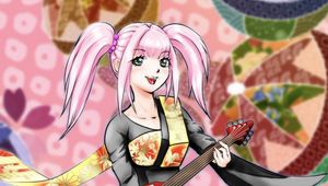 Preview wallpaper girl, smile, guitar, anime