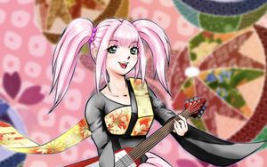 Preview wallpaper girl, smile, guitar, anime