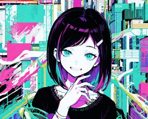 Preview wallpaper girl, smile, hairpin, jacket, anime