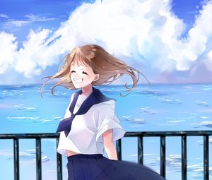 Preview wallpaper girl, smile, happy, anime