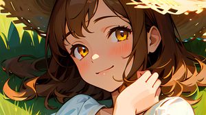 Preview wallpaper girl, smile, hat, dress, summer, anime