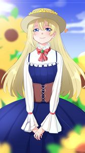 Preview wallpaper girl, smile, hat, anime