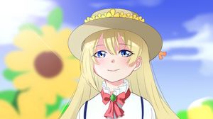 Preview wallpaper girl, smile, hat, anime