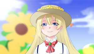 Preview wallpaper girl, smile, hat, anime