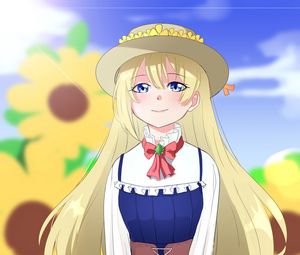 Preview wallpaper girl, smile, hat, anime