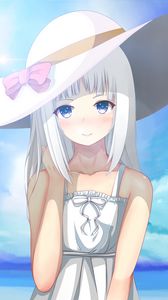 Preview wallpaper girl, smile, hat, anime, art
