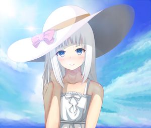 Preview wallpaper girl, smile, hat, anime, art