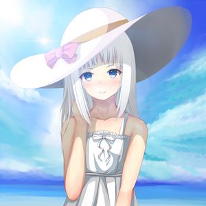 Preview wallpaper girl, smile, hat, anime, art