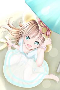 Preview wallpaper girl, smile, hat, beach, anime