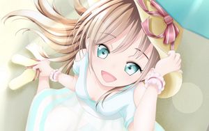 Preview wallpaper girl, smile, hat, beach, anime