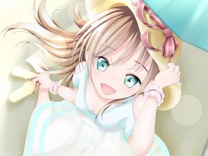 Preview wallpaper girl, smile, hat, beach, anime
