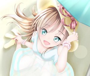 Preview wallpaper girl, smile, hat, beach, anime