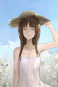 Preview wallpaper girl, smile, hat, summer, anime