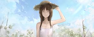 Preview wallpaper girl, smile, hat, summer, anime