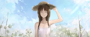 Preview wallpaper girl, smile, hat, summer, anime