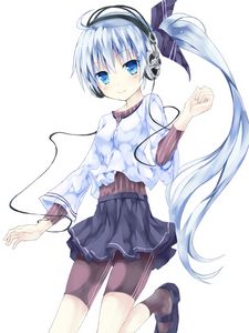 Preview wallpaper girl, smile, headphones, anime, art