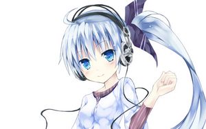 Preview wallpaper girl, smile, headphones, anime, art