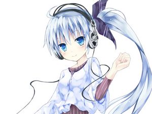 Preview wallpaper girl, smile, headphones, anime, art