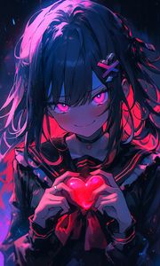 Preview wallpaper girl, smile, heart, anime, art