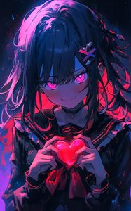 Preview wallpaper girl, smile, heart, anime, art