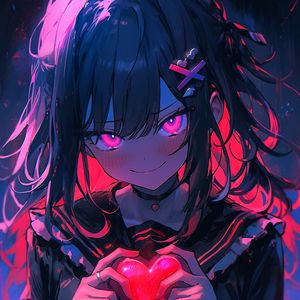 Preview wallpaper girl, smile, heart, anime, art