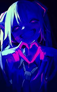 Preview wallpaper girl, smile, heart, gesture, anime, art