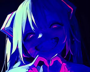 Preview wallpaper girl, smile, heart, gesture, anime, art