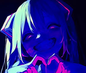 Preview wallpaper girl, smile, heart, gesture, anime, art