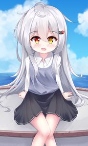 Preview wallpaper girl, smile, heterochromia, anime, art