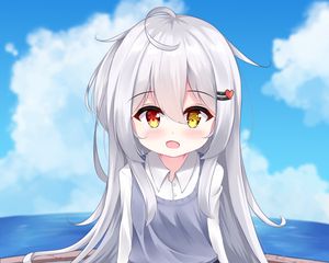 Preview wallpaper girl, smile, heterochromia, anime, art