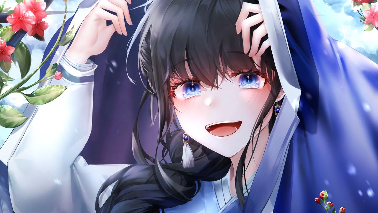 Wallpaper girl, smile, hood, anime hd, picture, image